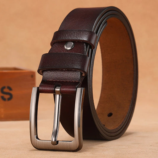 Premium Quality Large Pin Buckle Men's Leather Belt Now Available!