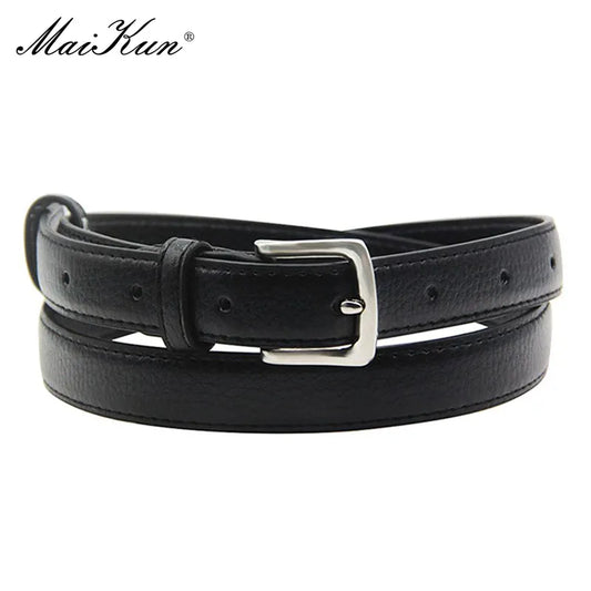 MaiKun Women's Skinny Leather Belt - Simple Elegance for Any Occasion