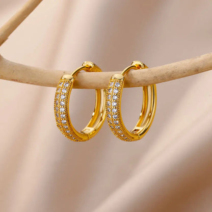 Zircon Round Hoop Earring - Stylish and Elegant Accessories for Women