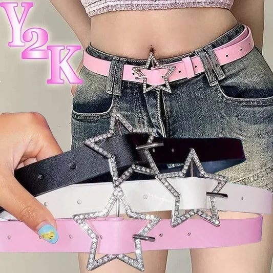 Add Sparkle to Your Style with Y2K Star Buckle Belt!
